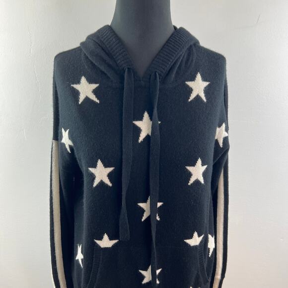 PRVLG Threads Of Privilege Black White Hoodie Cashmere Stars Pullover Medium M - Picture 3 of 11